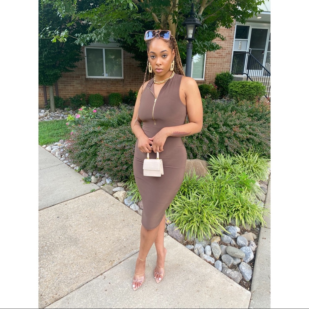 Brown Slim Fit Dress
